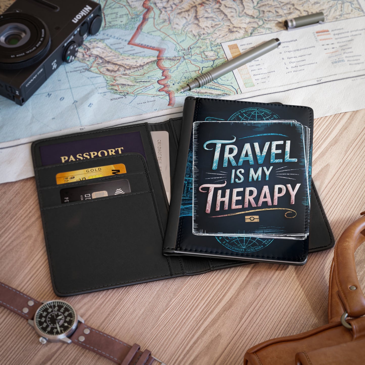 Travel Is My Therapy Passport Cover