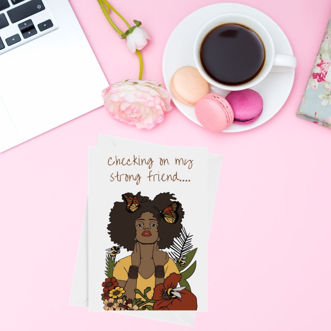 Checking on my strong friend Greeting Card