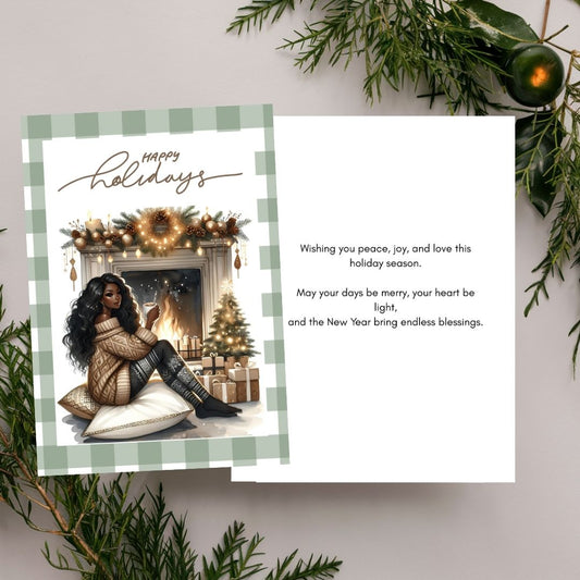 Cozy Fireplace Glow Holiday Card