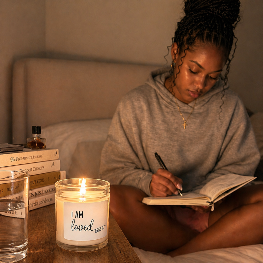 I am Loved Candle Frosted Glass (Hand Poured 11 oz)