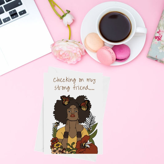 Checking on my strong friend Greeting Card